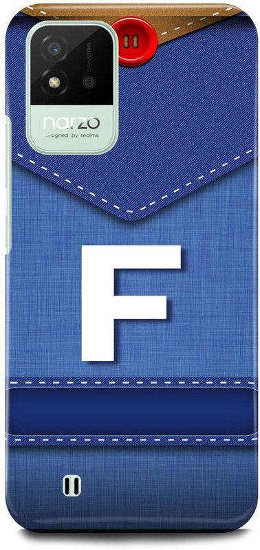 FUGGA Back Cover for realme Narzo 50i, F, LETTER, ALPHABET, BLUE, JEANS, PATTERN, F, NAME  (Blue, Hard Case, Pack of: 1)
