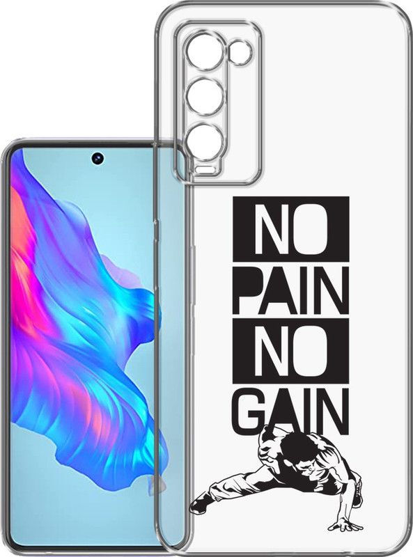 HANIRY Back Cover for Tecno Camon 18 / Tecno CH6h back cover, NO PAIN NO GAIN, Designer, PNG_74  (Multicolor, Flexible, Silicon, Pack of: 1)