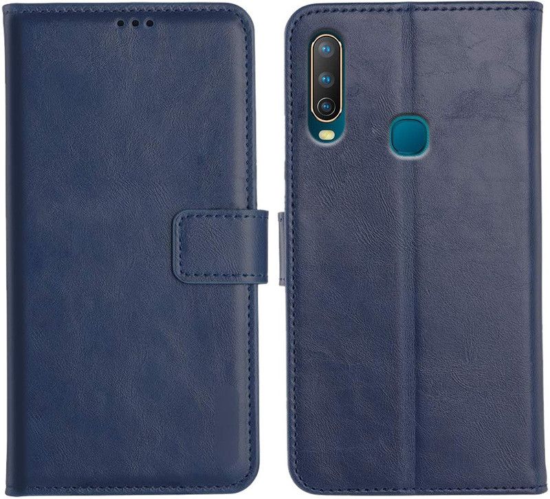Genron Flip Cover for Vivo U10  (Blue, Dual Protection)