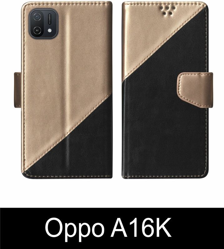 SBMS Flip Cover for Oppo A16K Multicolor  (Black, Shock Proof, Pack of: 1)