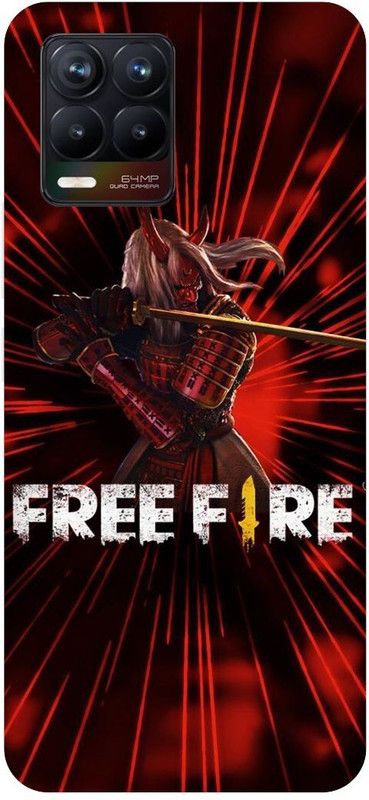COVERJET Back Cover for Realme 8-FREE- FIRE- PUBG- GAME- CARTOON  (Red, Hard Case, Pack of: 1)