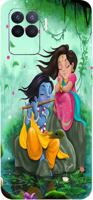 BUGGU Oppo F19 Pro, oppo f19 pro Mobile Skin  (Ultra Super Radha Sang Krishna Skin With High Mattte Finish., Mobile Skin (Back+Side+Camera))