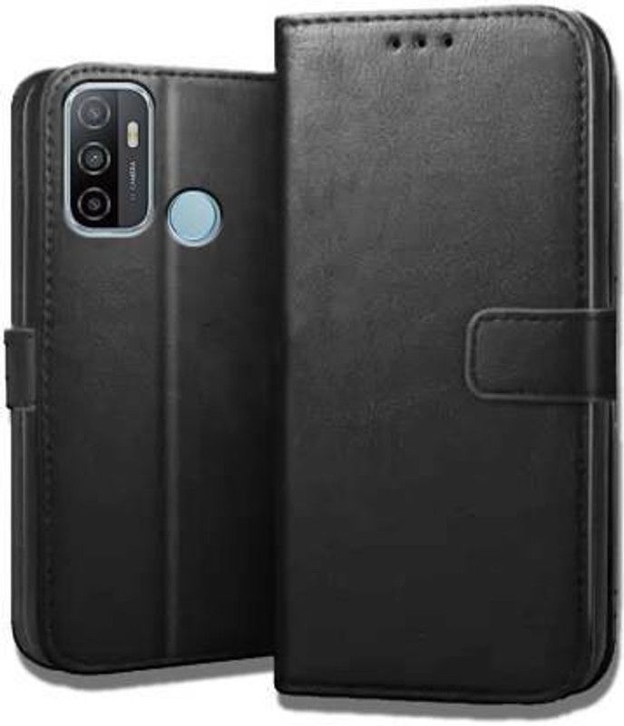 Casely Flip Cover for Oppo A53 Oppo A33 Flip Cover Leather Magnetic Flip Wallet Case Cover  (Black, Dual Protection, Pack of: 1)