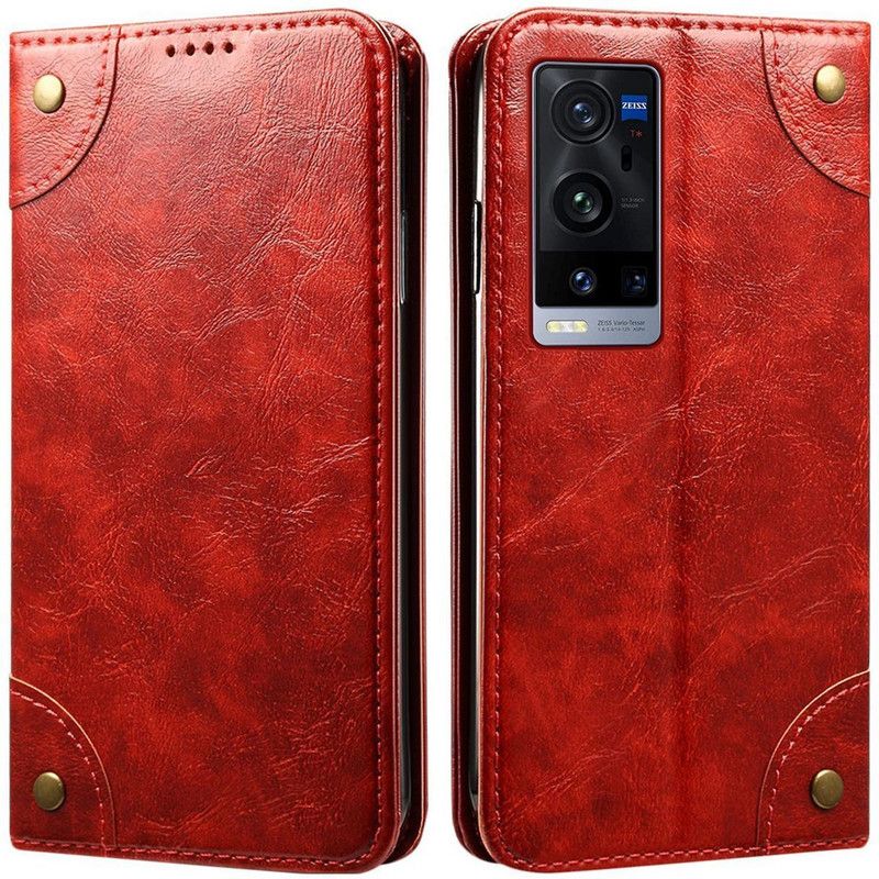 DOB Flip Cover for Vivo X60 Pro+ / X60 Pro PLUS  (Red, Magnetic Case, Pack of: 1)