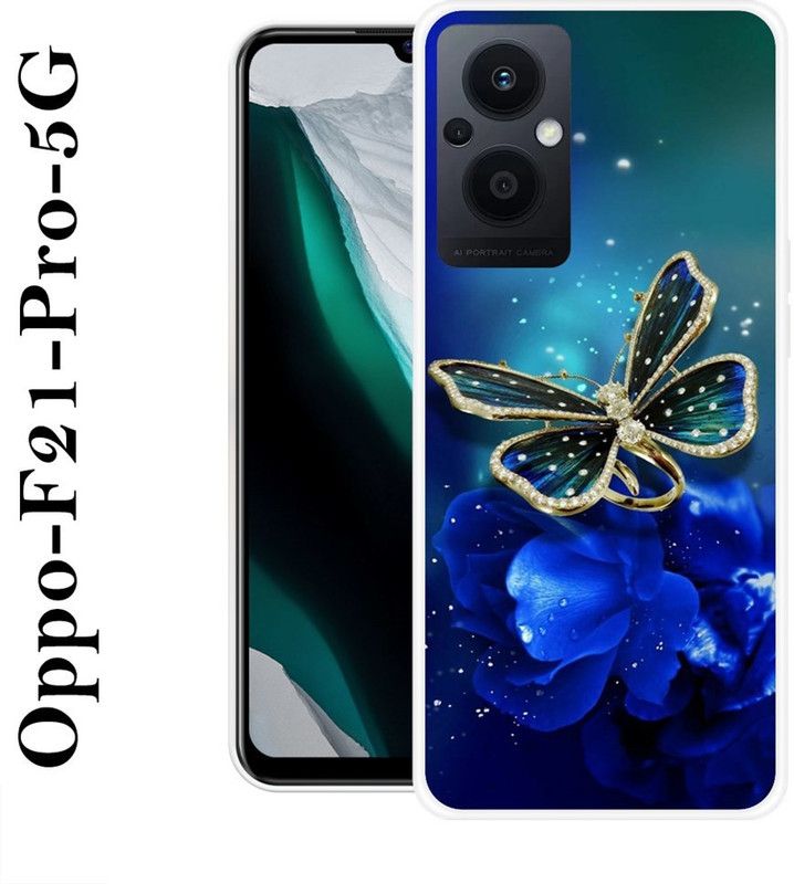 redfly Back Cover for Oppo F21 Pro 5G  (Blue, Gold, Silicon)
