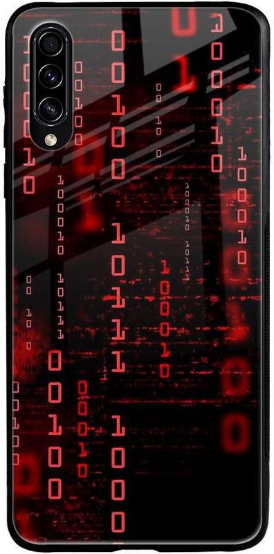 QRIOH Glass Back Cover for Samsung Galaxy A50s  (Black, Red, Grip Case, Silicon, Pack of: 1)