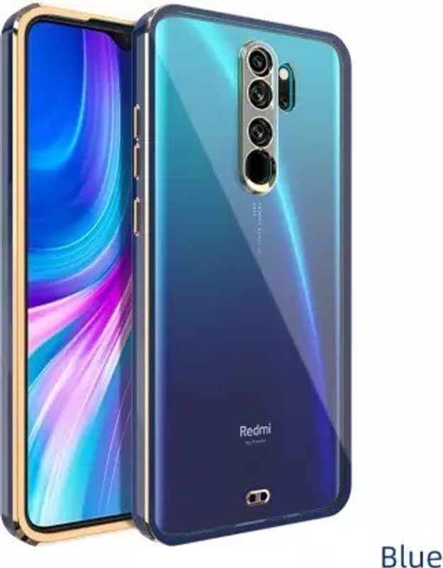 Urban Tech Back Cover for Xiaomi Redmi Note 8 Pro |Electroplated Silicon Golden Plating Crystal Clear Case  (Blue, Grip Case, Pack of: 1)