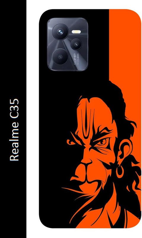 Gabroo Back Cover for Realme C35  (Black, Orange, Silicon, Pack of: 1)
