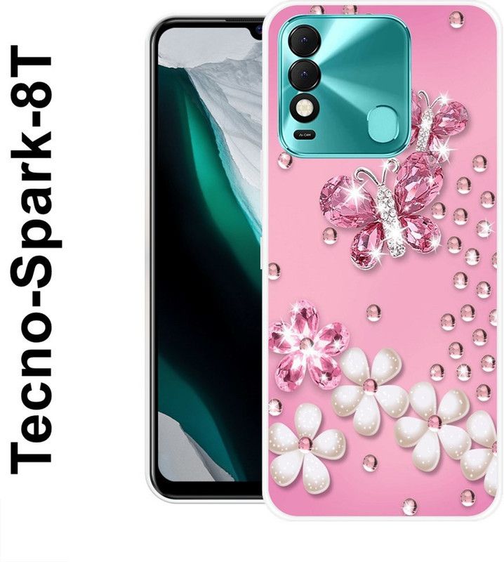 JATLAND Back Cover for Tecno Spark 8T  (Pink, White, Grip Case, Silicon)