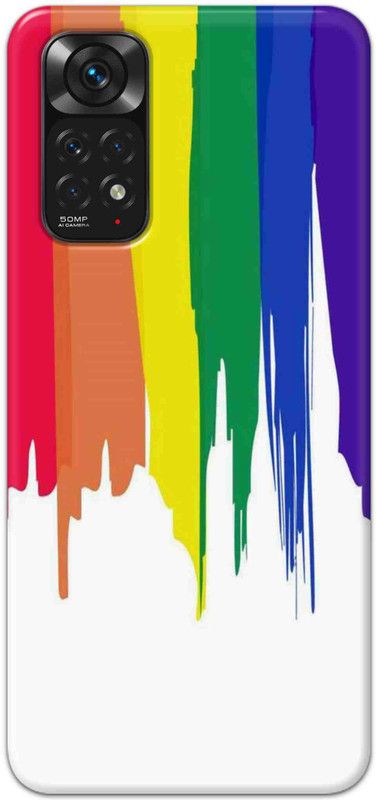 NDCOM Back Cover for REDMI NOTE 11 Rainbow Colors On White Printed  (Multicolor, Hard Case, Pack of: 1)