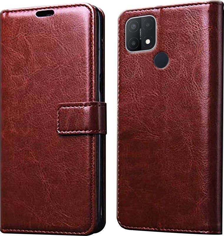 ELEF Flip Cover for Realme C25|Inside TPU with Card Pockets|Wallet and Stand|Magnetic Closure  (Brown, Dual Protection, Pack of: 1)