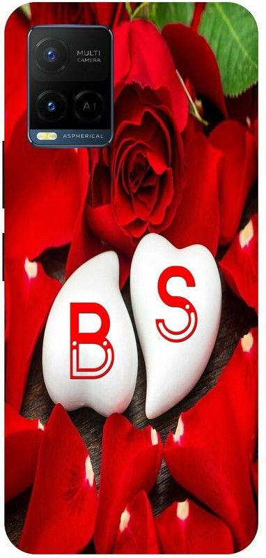 COVERJET Back Cover for VIVO Y21- V2111- B- S- NAME- LETTER- LOVE- PATTERN  (Red, Hard Case)