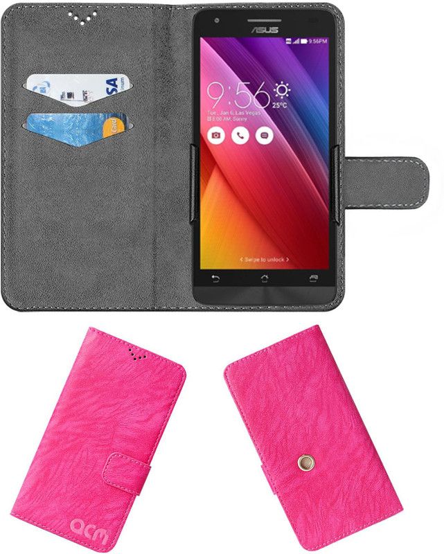 ACM Flip Cover for Asus Zenfone Go 5.0 Lte T500  (Pink, Cases with Holder, Pack of: 1)