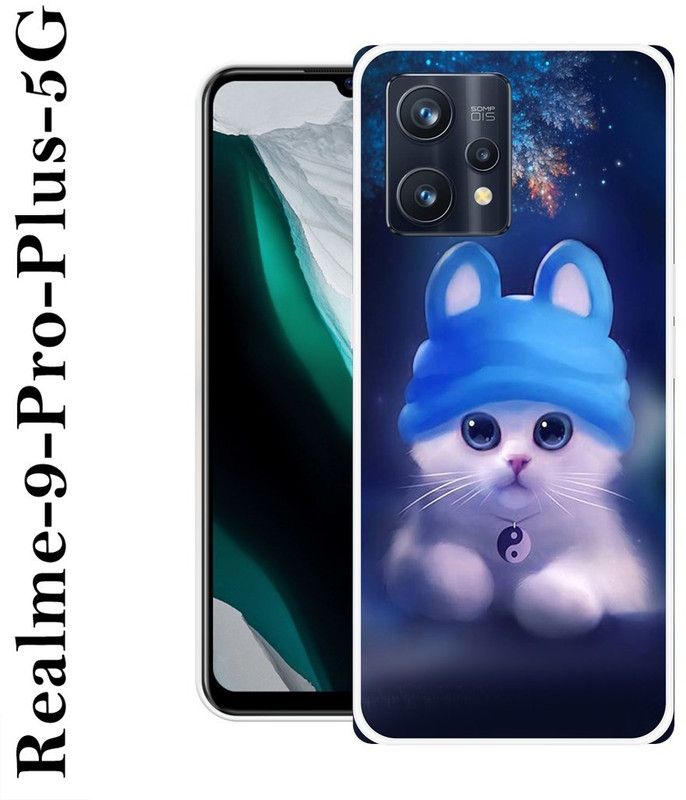 KLC Back Cover for Realme 9 Pro Plus 5G  (Blue, White, Grip Case, Silicon)