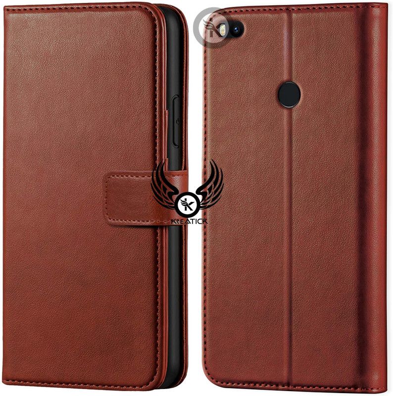 Kreatick Wallet Case Cover for Redmi Max 2| Inside TPU with Card Pockets | Wallet Stand | Magnetic Closure  (Brown, Hard Case, Pack of: 1)