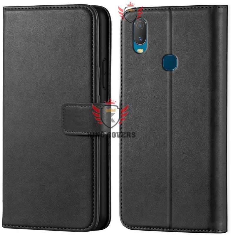KING COVERS Wallet Case Cover for Vivo -Y11 | Inside TPU with Card Pockets | Wallet Stand | Magnetic Closure  (Black, Hard Case, Pack of: 1)