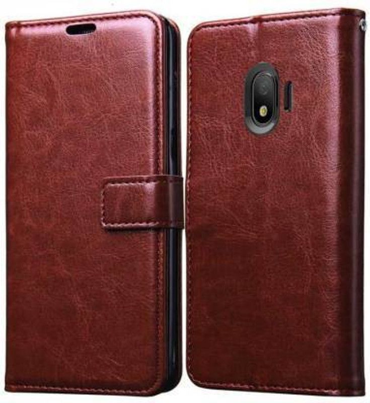 Moonlight Flip Cover for Samsung Galax J4  (Brown, Dual Protection, Pack of: 1)
