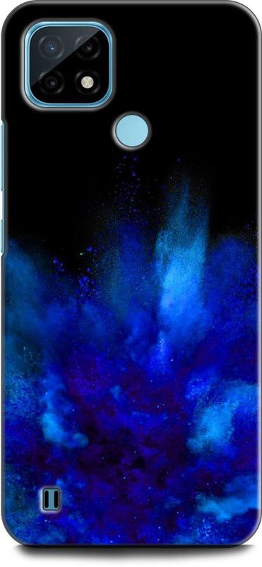 WallCraft Back Cover for Realme C21, RMX3201 BLUE, BLACK, BLUE COLOR, POWDER, ABSTRACT ART  (Multicolor, Dual Protection, Pack of: 1)