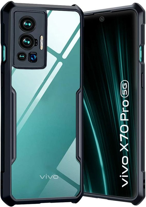 ECMERED Back Cover for VIVO X70 PRO  (Transparent, Black, Silicon, Pack of: 1)