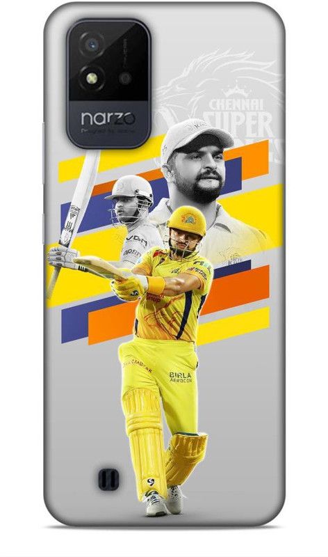 zingcart Back Cover for REALME NARZO 50i, Suresh Raina Yellow Printed Back Cover Case  (Multicolor, Hard Case, Pack of: 1)