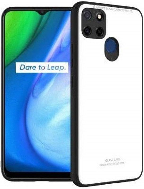 Evett Back Cover for Realme C25s Toughened Glass Back With Silicon Sides Case  (White, Grip Case, Pack of: 1)