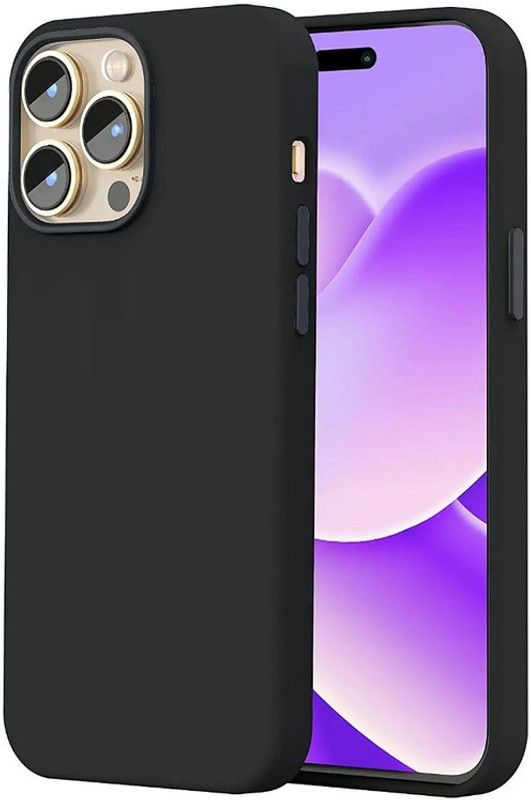 S-Softline Back Cover for Apple iphone 14 Pro, inner Soft Microfiber Cloth Cushion Lining Premium Silicon Candy case  (Black, Silicon)
