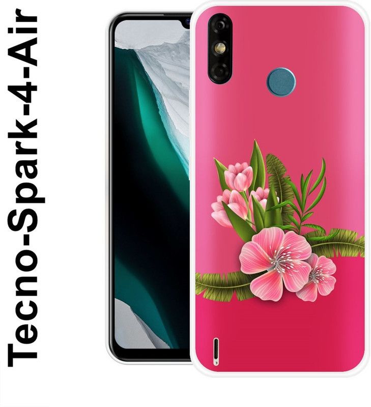 KLC Back Cover for Tecno Spark 4 Air  (Pink, Green, Silicon)