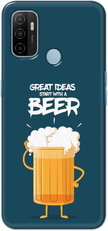 NDCOM Back Cover for OPPO A53 Great Ideas Starts With Beer Printed  (Multicolor, Hard Case, Pack of: 1)