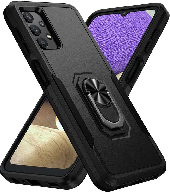 Shock Proof Back Cover for Samsung Galaxy A32  (Black, Dual Protection, Pack of: 1)