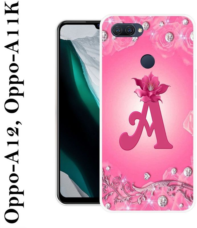 INDIALAND Back Cover for Oppo A12  (Pink, White, Silicon)