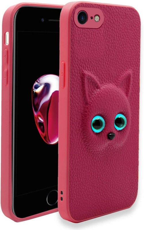 ELEF Back Cover for iPhone 6 Soft PU Leather Cat ,3D Effected Eye Cat Girls Back Cover  (Pink, Pack of: 1)