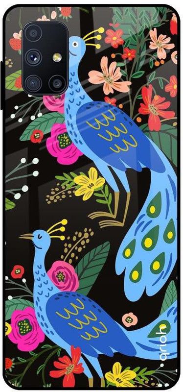QRIOH Glass Back Cover for Samsung Galaxy M51  (Multicolor, Grip Case, Silicon, Pack of: 1)