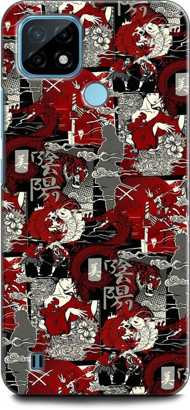 INDICRAFT Back Cover for Realme C21Y, RMX3261 COMIC, INSCRIPTION, HOOD, ART, TEXTURE, RED, CARTOON  (Multicolor, Dual Protection, Pack of: 1)