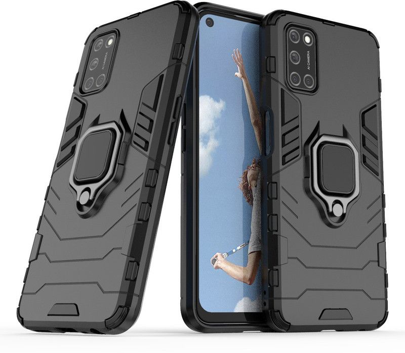 BOZTI Back Cover for Oppo A52  (Black, Rugged Armor, Pack of: 1)