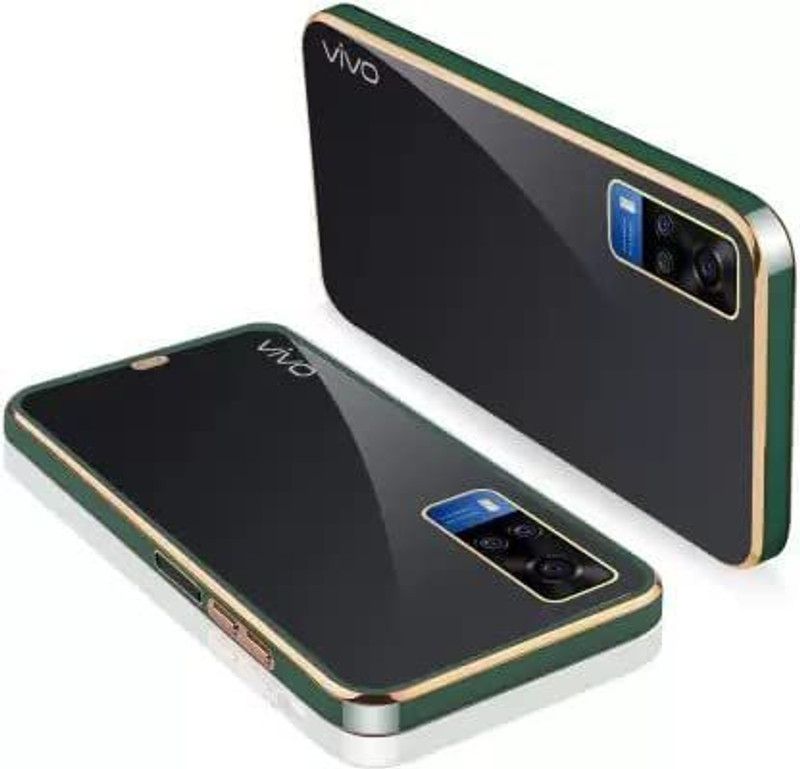 Urban Tech Back Cover for Vivo Y51 2020 |Electroplated Silicon Golden Plating Crystal Clear Case|  (Green, Grip Case, Pack of: 1)