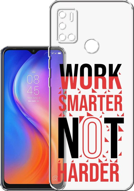 HANIRY Back Cover for Tecno Spark 6 Air / Tecno KE6 back cover / WORK SMARTER NOT HARDER TEXT / Design / PNG_79  (Multicolor, Flexible, Silicon, Pack of: 1)