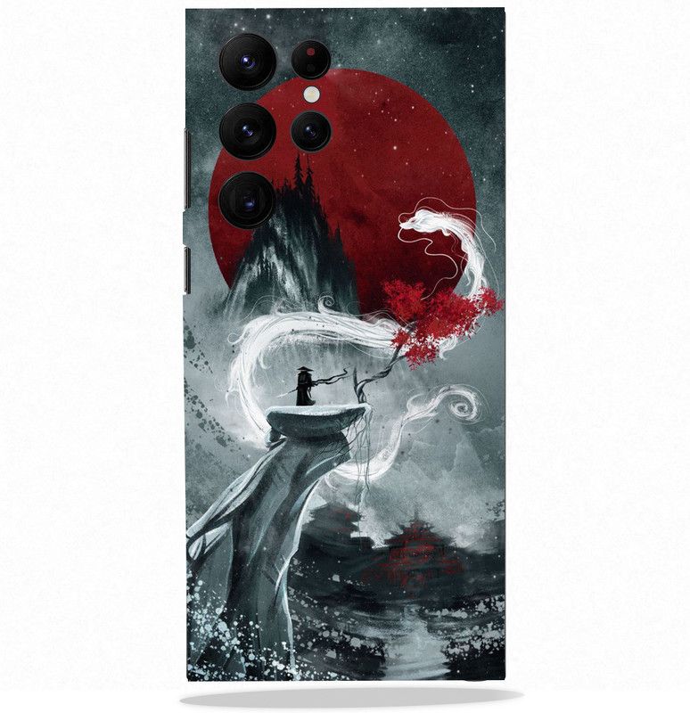 Mclaxa Red Moon Designer Mobile Back Skin, Red Moon, Samsung S22 Ultra Mobile Skin  (Red Moon Skin With Super Matte Finish)