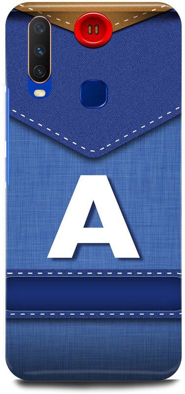 FUGGA Back Cover for Vivo U20, 1921, A, LETTER, ALPHABET, BLUE, JEANS, PATTERN, A, NAME  (Multicolor, Hard Case, Pack of: 1)