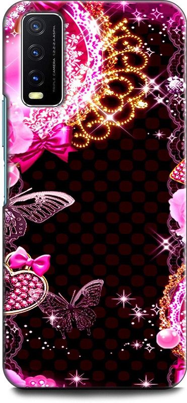 Dronk Back Cover for Vivo Y20, V2029 BUTTERFLY, FLOWERS, ABSTRACT, TEXTURE, COLORFULL  (Multicolor, Dual Protection, Pack of: 1)