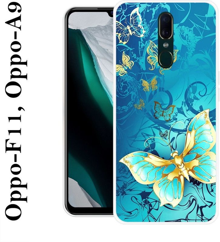 KUDI Back Cover for Oppo F11  (Blue, Gold, Silicon)