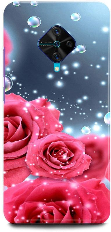 JUGGA Back Cover for Vivo S1 Pro, 1920, PINK, ROSE, ROSES, FLOWER, FLOWERS, DROPS  (Pink, Hard Case, Pack of: 1)