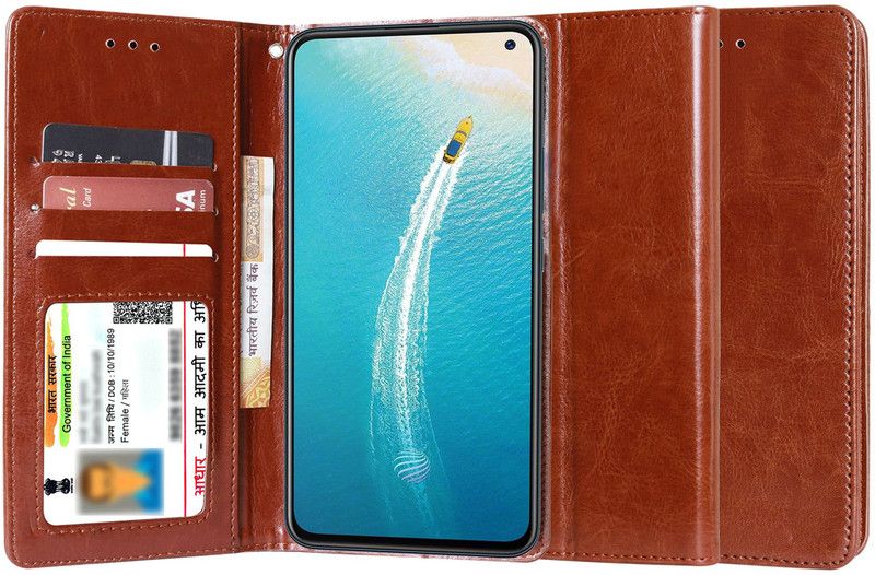 Unistuff Flip Cover for Vivo V17  (Brown, Dual Protection, Pack of: 1)