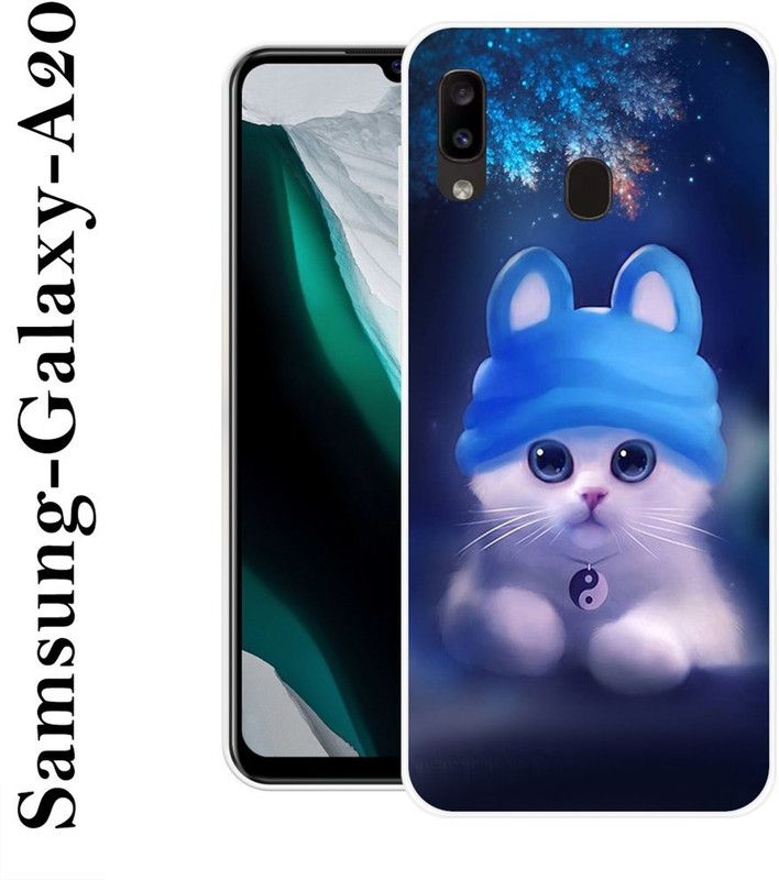 SIMAWAT Back Cover for Samsung Galaxy A20  (Blue, White, Grip Case, Silicon)