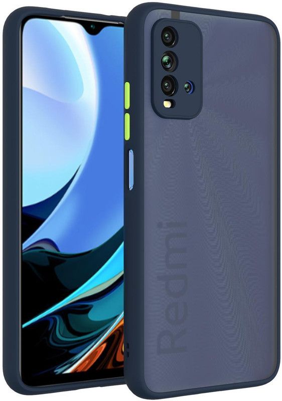 FlareHUB Back Cover for Redmi 9 Power (Blue Shockproof Smoke matte finish Back case cover)  (Blue, Cases with Holder, Pack of: 2)