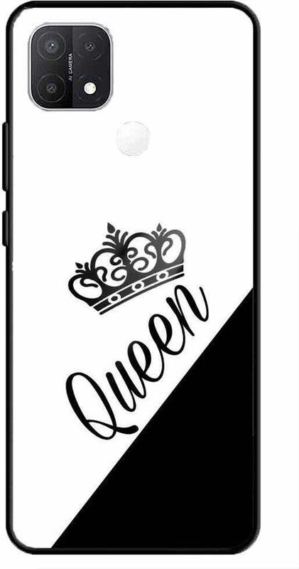 NDCOM Back Cover for OPPO A15 Queen Crown Girly Printed Glass Case  (Multicolor, Grip Case, Pack of: 1)