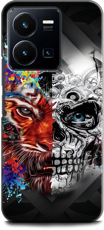 WallCraft Back Cover for Vivo Y35, V2205 LION, SKULL, ABSTRACT, TEXTURE, BLACK, ART  (Multicolor, Dual Protection, Pack of: 1)