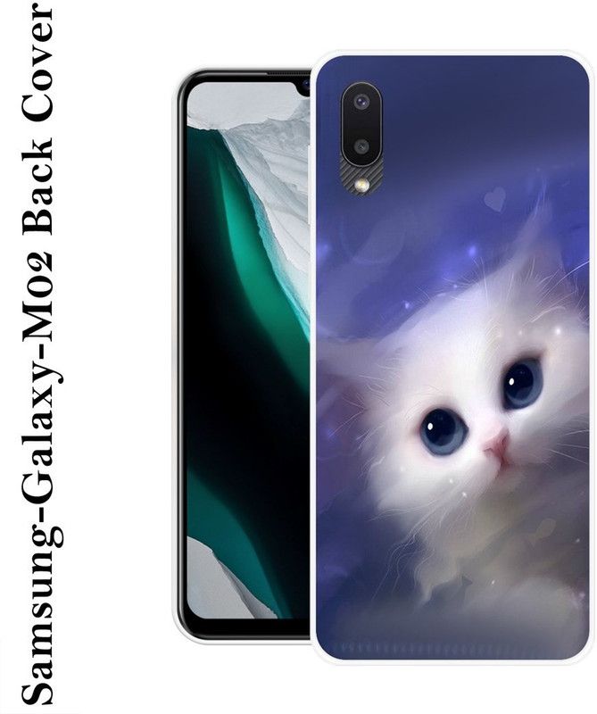 SHIVKUDI Back Cover for Samsung Galaxy M02  (White, Blue, Grip Case, Silicon)