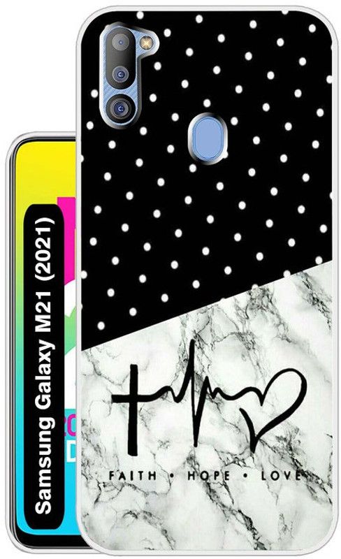 Case Club Back Cover for Samsung Galaxy M21 2021  (Black, White, Grip Case, Silicon)