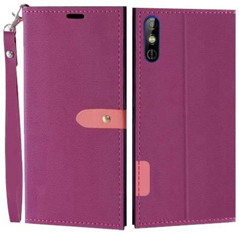 Krofty Flip Cover for Tecno Spark Go  (Pink, Cases with Holder, Pack of: 1)