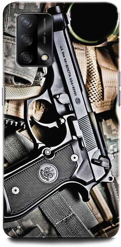 ORBIQE Back Cover for OPPO F19 CPH2219 GUN, PISTOL, ARMY, WEAPON, REVOLVER, MILITARY  (Multicolor, Hard Case, Pack of: 1)